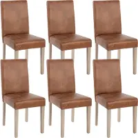 Mendler Set van 6 eetkamerstoelen Littau, stoel keukenstoel ~ textiel, imitatiesuède, poten structuur - eikenhout