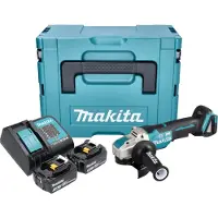 Makita DGA 520 SFJX1 accu haakse slijper 18 V 125 mm X-LOCK Brushless + 2x accu 3.0 Ah + lader + Makpac