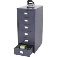 MCW Ladekast, ladekast op wielen, stalen kast, 69x28x41cm 6 laden ~ donkergrijs