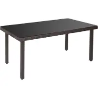 Mendler Poly-rattan tuintafel Cava, eettafel met glazen blad, 160x90x74cm ~ bruin