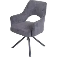 Mendler Eetkamerstoel -K30, keukenstoel, fauteuil, draaibare autostand, stof/textiel MVG ~ corduroy donkergrijs