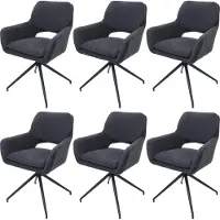 MCW Set van 6 eetkamerstoelen -N74, keukenstoel, draaibaar met automatische terugvering, stof bouclé (540g/m²) Oeko-Tex ~ donkergrijs