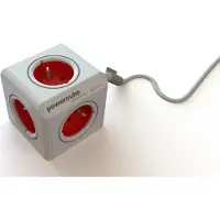 Allocacoc 6300RD/BEEXPC Stekkerdoos | PowerCube Extended | 4 Sockets type E België | Wit/Rood | 1,5 meter