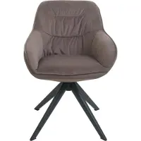 MCW Set van 6 eetkamerstoelen -K28, keukenstoel gestoffeerde stoel met armleuningen, draaibaar, metaal ~ stof/textiel bruin