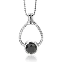 Zinzi zilveren hanger 32mm druppelvorm zwart witte zirconia's ZIH1947 (zonder collier)