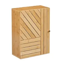 Relaxdays hangkast badkamer - bamboe - verstelbare legplank - 2 vakken - 55 x 40 x 20 cm