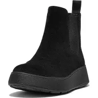 FitFlop Women F-Mode Suede Flatform Chelsea Boots All Black-Schoenmaat 39