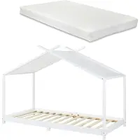 En.casa Kinderbed Brome huisbed met matras 90x200 cm wit []