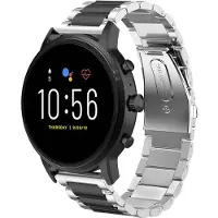Strap-it Stalen schakel bandje - geschikt voor Fossil Gen 5 / Gen 5e 44mm / Gen 6 44mm - zilver/zwart