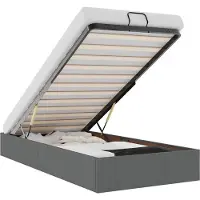 vidaXL Bedframe zonder matras 100x200 cm stof donkergrijs