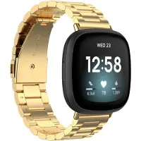 Strap-it Stalen schakel bandje - geschikt voor Fitbit Versa 3 / Fitbit Sense - goud