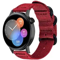 Strap-it Nylon gesp smartwatch bandje - geschikt voor Huawei Watch GT 2 42mm / GT 3 42mm / GT 3 Pro 43mm - rood