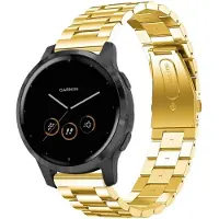 Strap-it Stalen bandje schakelarmband geschikt voor Garmin Venu 2s / Garmin Vivomove 3s / Garmin Vivoactive 4s bandje staal metaal schakels - Band smartwatch metaal - Goud