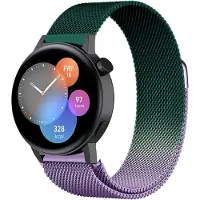 Strap-it Luxe Milanese bandje - geschikt voor Huawei Watch GT 2 42mm / GT 3 42mm / GT 3 Pro 43mm - paars/groen