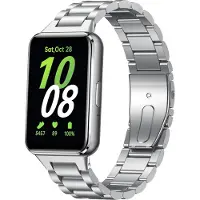 Strap-it Stalen schakel bandje - geschikt voor Samsung Galaxy Fit 3 (zilver)