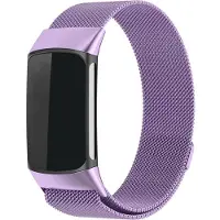 Strap-it Luxe Milanese band - geschikt voor Fitbit Charge 6 - RVS Milanees bandje voor Charge 6 activity tracker (lichtpaars)