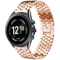 Strap-it Stalen schubbenpatroon bandje - geschikt voor Fossil Gen 6 44mm / Gen 5e 44mm / Gen 5 - zwart