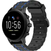 Strap-it Sport gesp bandje - geschikt voor Fossil Gen 5 / Gen 5e 44mm / Gen 6 44mm - zwart/blauw