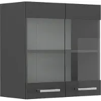 Vicco R-Line Glazen keukenkast – 60 cm Antraciet Hoogglans