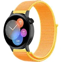 Strap-it Nylon bandje geschikt voor Huawei GT 3 42mm / Huawei GT 3 Pro 43mm / Huawei GT 2 42mm - Geel