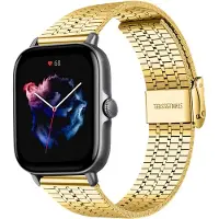 Strap-it Luxe roestvrij stalen smartwatch band - geschikt voor Xiaomi Amazfit GTS 1-2-3-4 - Mini / Bip / Bip S / Bip Lite / Bip U Pro / Amazfit GTR 42mm - goud