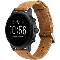 Strap-it Leren smartwatch bandje - geschikt voor Fossil Gen 5 / Gen 5e 44mm / Gen 6 44mm - bruin