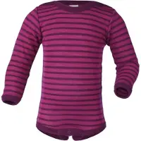 Engel - Baby Body L/S mit Druckknöpfen geringelt 50/56, purper