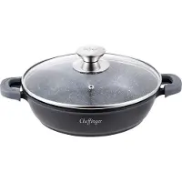 Cheffinger Lage Braadpan met deksel - 24cm - Zwart - Inductie