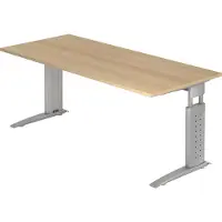 Hjh OFFICE PRO UNDA 19 S - 180 x 80 Eiken/Zilver Tafelhoogte I In hoogte verstelbaar