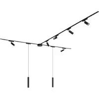 QAZQA Railsysteem met 6 spots en 2 pendellampen zwart 1-fase - Magnetic Samson Cassie
