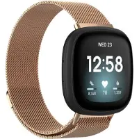 Strap-it Luxe Milanese band - Milanees bandje geschikt voor Fitbit Versa 3 / Fitbit Sense - rosé goud - Maat: Maat L