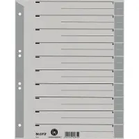 Leitz 1 tot 10 Tabbladen A4+ Donkergrijs 10 tabs Karton 6 Gaten 1652 100 Stuks