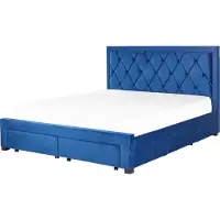 Beliani LIEVIN - Bed met opbergruimte - Marineblauw - 180 x 200 cm - Fluweel