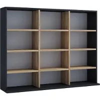VCM MegosaL wandkast 12 planken zwart, eik decor.