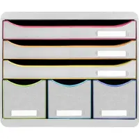 Exacompta Black office Ladekastje Kunststof Wit 6 Lades 35,5 x 27 x 27,1 cm