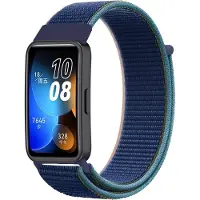 Strap-it Nylon Smartwatch bandje - Geschikt voor Huawei Band 8 / Huawei Band 9 nylon bandje - donkerblauw - Horlogeband / Polsband / Armband