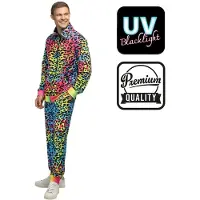 Boland - Trainingspak Leopard art dude UV (XL) - Volwassenen - - 80s - 90s - foute party - grappig - retro trainingspak - neon