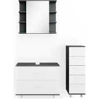 Vicco Badkamermeubel set Ilias, Wit/Antraciet, 3-delig