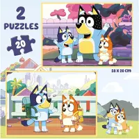 Educa - Set van 2 Bluey kinderpuzzels met elk 20 stukjes. Afmetingen: 28 x 20 cm. Geschikt voor kinderen vanaf 4 jaar (19966)