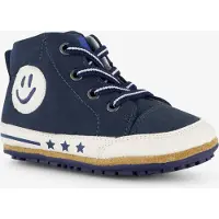 Groot leren babyschoenen blauw met smiley maat 19