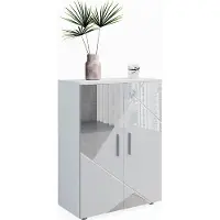 Vicco Irma Halfhoge kast – 60 x 81 cm Wit hoogglans met inzetstukken