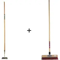 Synx Tools Rechte Schoffel 18 cm + X Bezem 40cm met Houten Steel 150 cm - Schoffel steel met Hilt 160