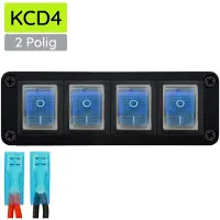 Proride Wipschakelaar ON-OFF KCD4 - 2 Polig - 250V/16A - Inbouwpaneel 4-voudig - Met kabel en kapje - Blauw