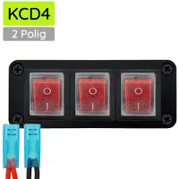 Proride Wipschakelaar ON-OFF KCD4 - 2 Polig - 250V/16A - Inbouwpaneel 3-voudig - Met kabel en kapje - Rood