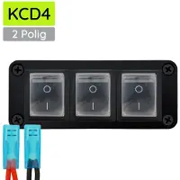 Proride Wipschakelaar ON-OFF KCD4 - 2 Polig - 250V/16A - Inbouwpaneel 3-voudig - Met kabel en kapje - Zwart