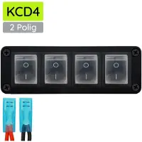 Proride Wipschakelaar ON-OFF KCD4 - 2 Polig - 250V/16A - Inbouwpaneel 4-voudig - Met kabel en kapje - Zwart