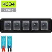 Proride Wipschakelaar ON-OFF KCD4 - 2 Polig - 250V/16A - Inbouwpaneel 5-voudig - Met kabel en kapje - Zwart