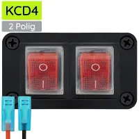Proride Wipschakelaar ON-OFF KCD4 - 2 Polig - 250V/16A - Inbouwpaneel 2-voudig - Met kabel en kapje - Rood