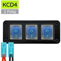 Proride Wipschakelaar ON-OFF KCD4 - 2 Polig - 250V/16A - Inbouwpaneel 3-voudig - Met kabel en kapje - Blauw