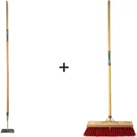 SynxStore Synx Tools Rechte Schoffel 18 cm +Nylon Straatbezem 50cm - 160cm Staal met Handvat - Schoffel - Nylon